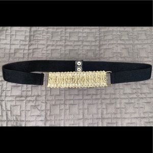 Black/gold clasp waist belt